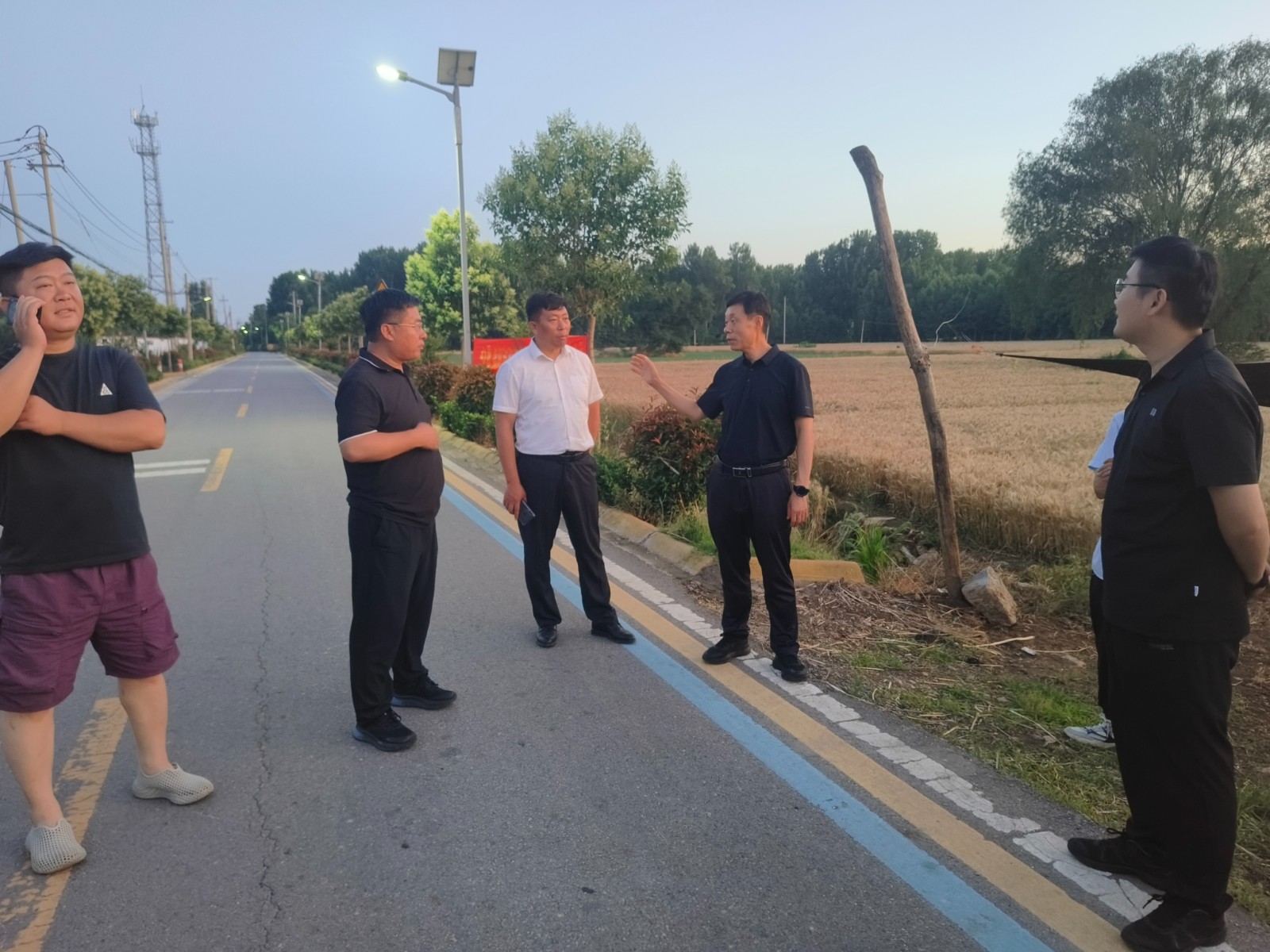 邓主席,胡镇长,孙镇长,李部长到大官片区督导三夏生产工作
