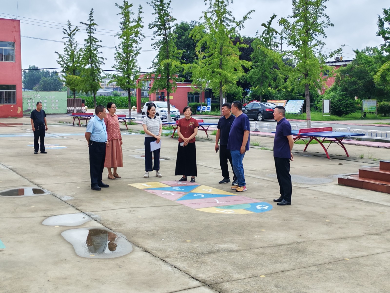 市防溺水专班到镇督导防溺水工作，镇领导孙彦固、李刚陪同。