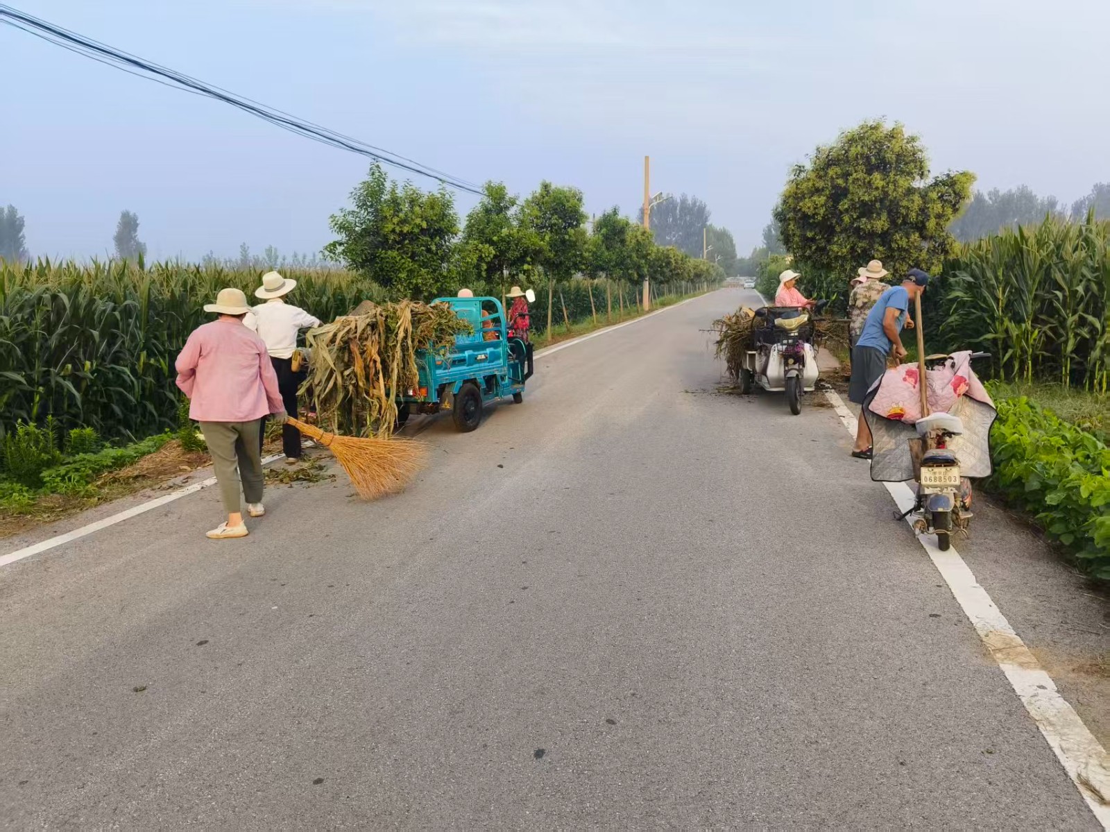 道路环卫岗，各管区、村常态化开展镇村人居环境整治。3