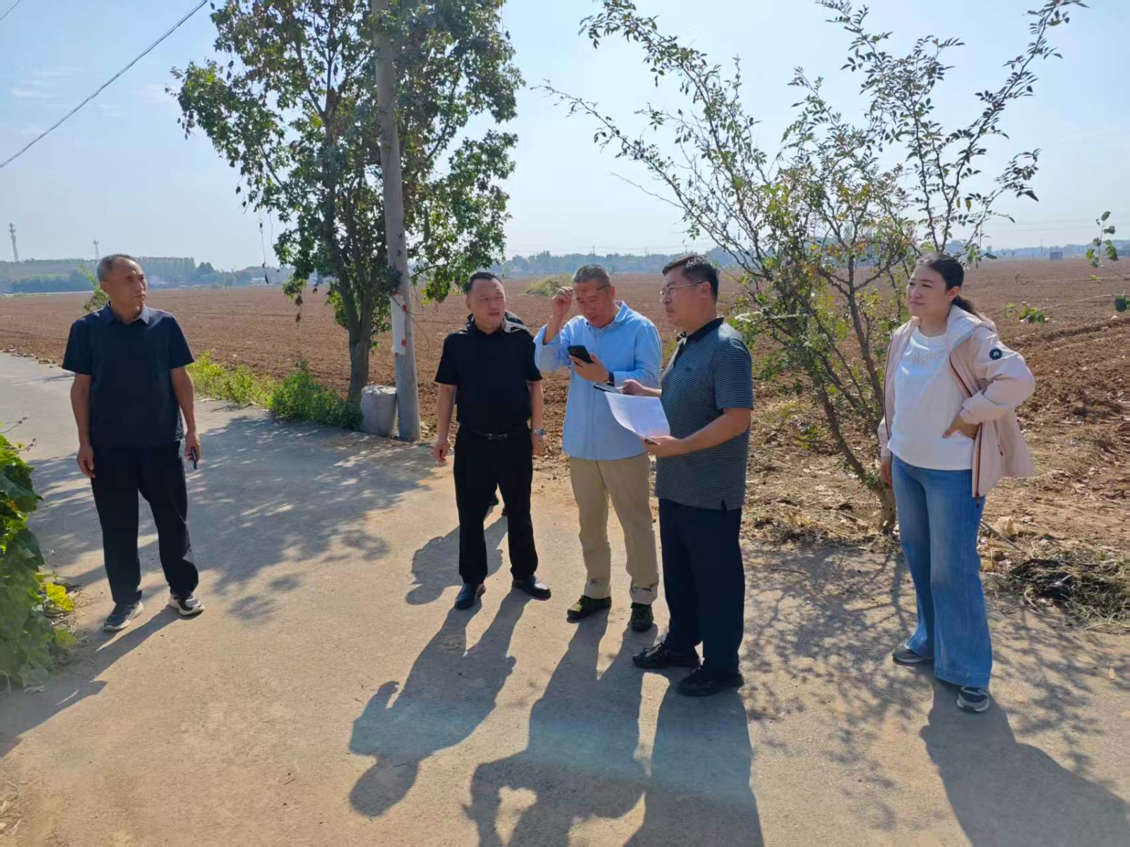 镇领导胡雷带队到杨桥村现场核查非农图斑。