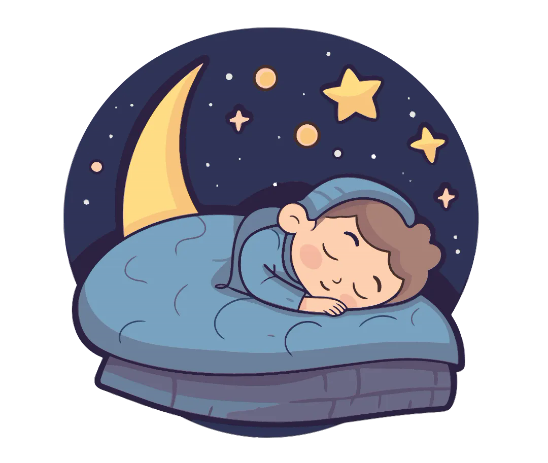 千库网_小男孩以可爱的睡眠方式安静地睡觉,星星飞来飞去 向量_元素编号14062327.png