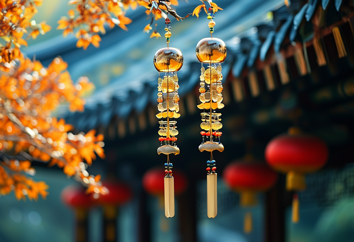 3x2_初秋_一串风铃挂在屋檐上_中国建筑_前实后虚_不模糊_远景镜头