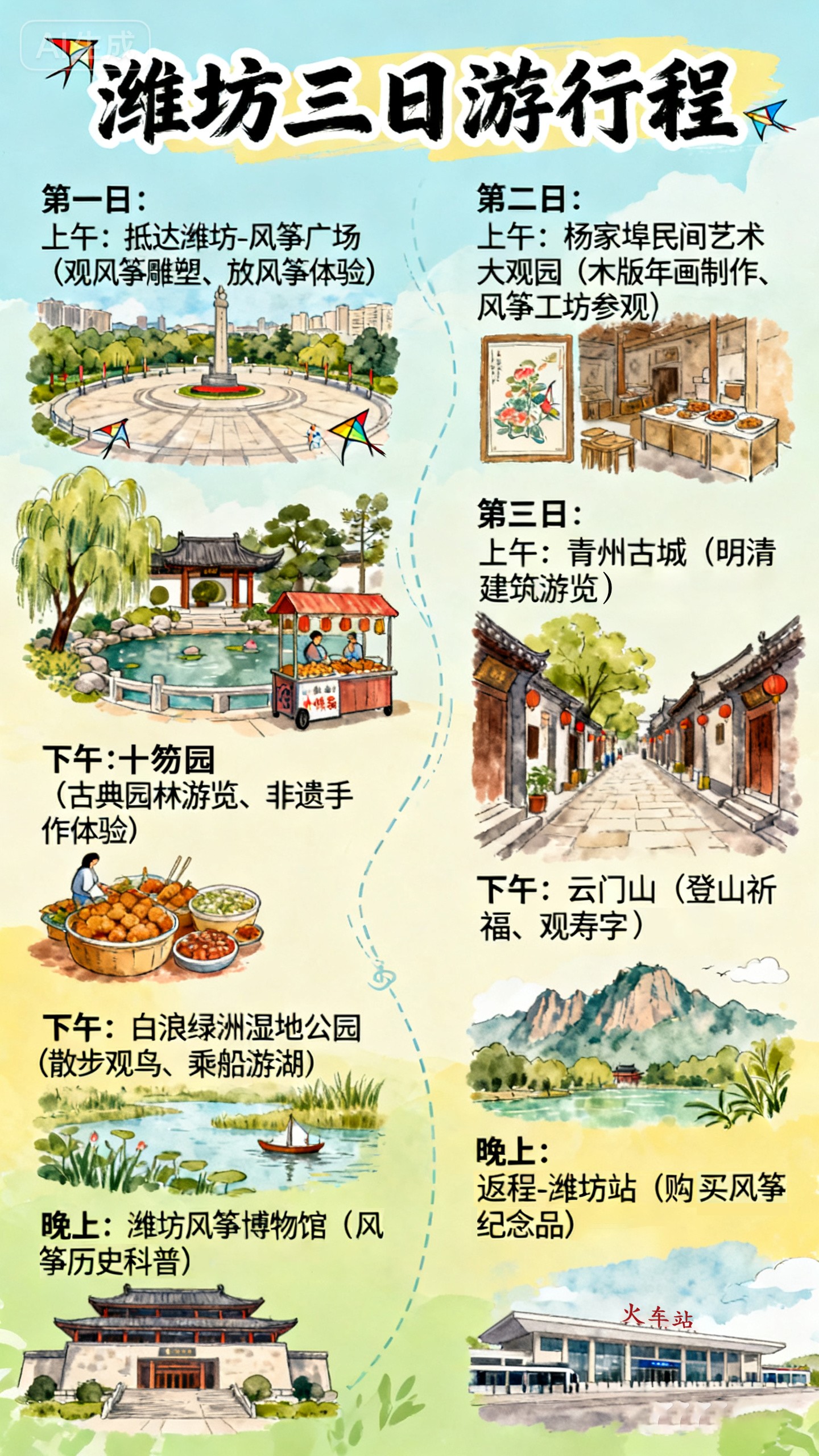 潍坊三日游行程图