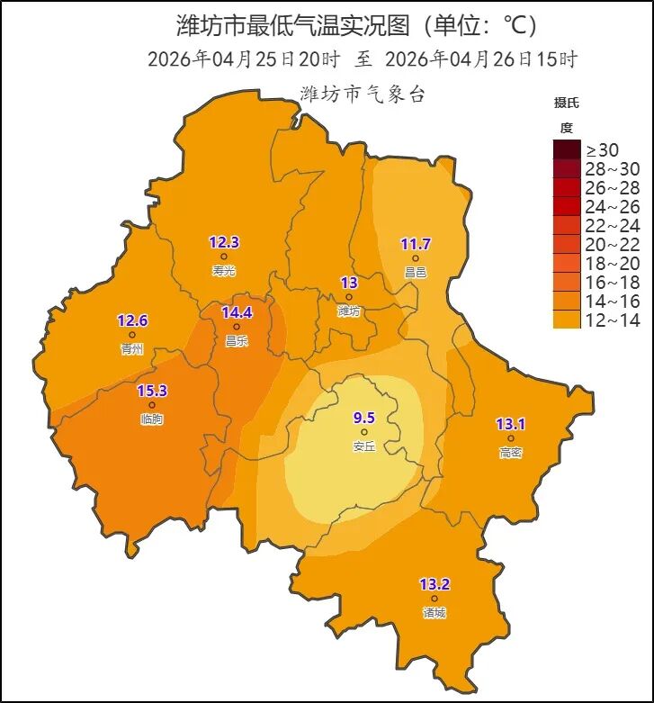 2026年04月25日20时 至 2026年04月26日15时_潍坊市最低气温实况图（单位：℃）.png