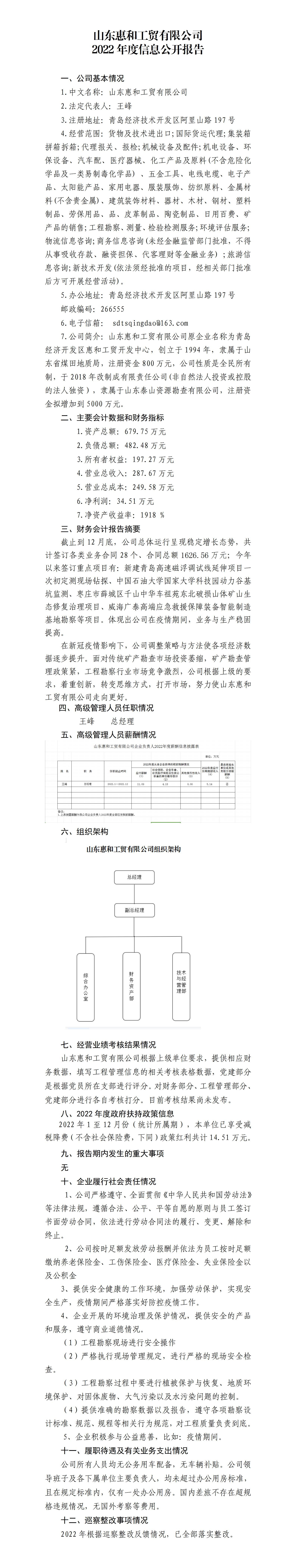 山东惠和工贸有限公司2022年度信息公开报告_01