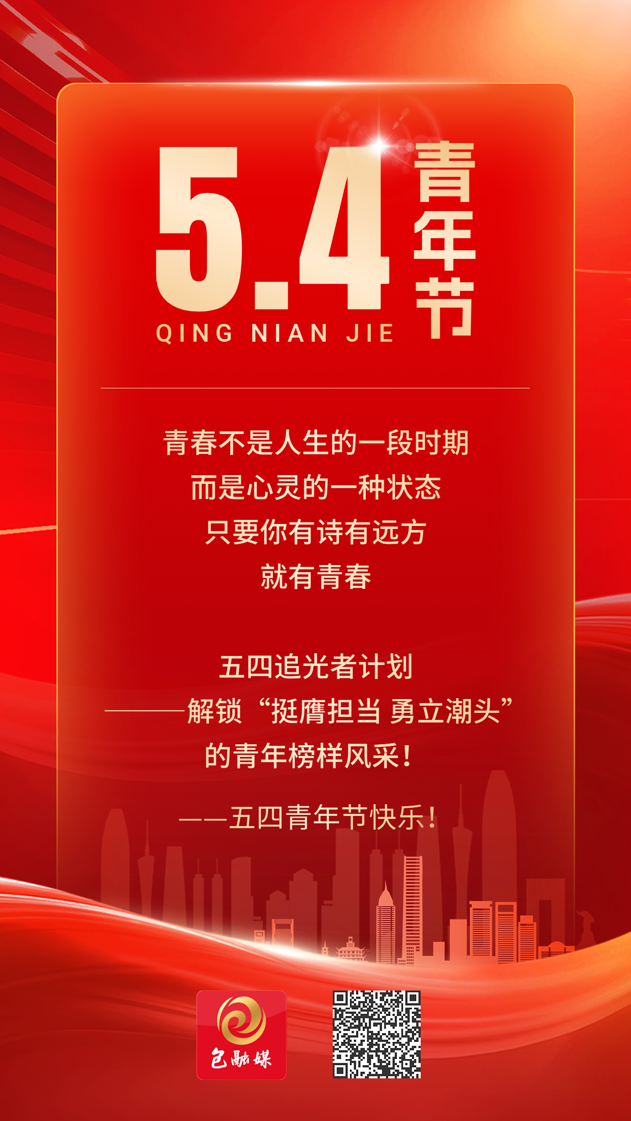 五四青年节寄语语录手机海报