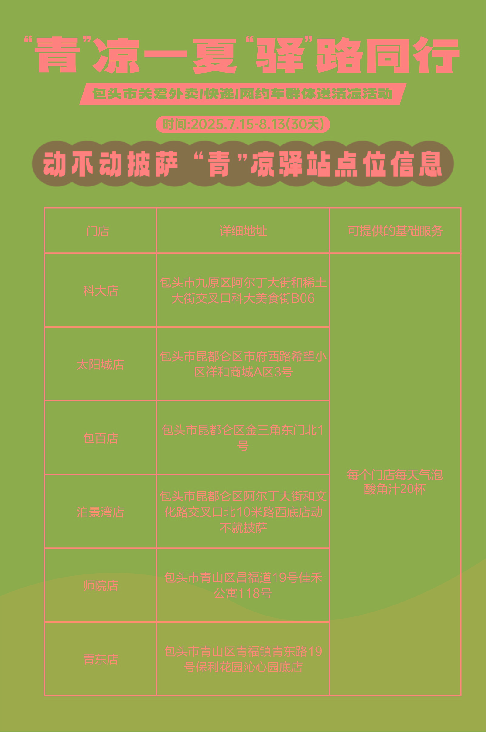 全市首批“青”凉驿站地图正式发布3