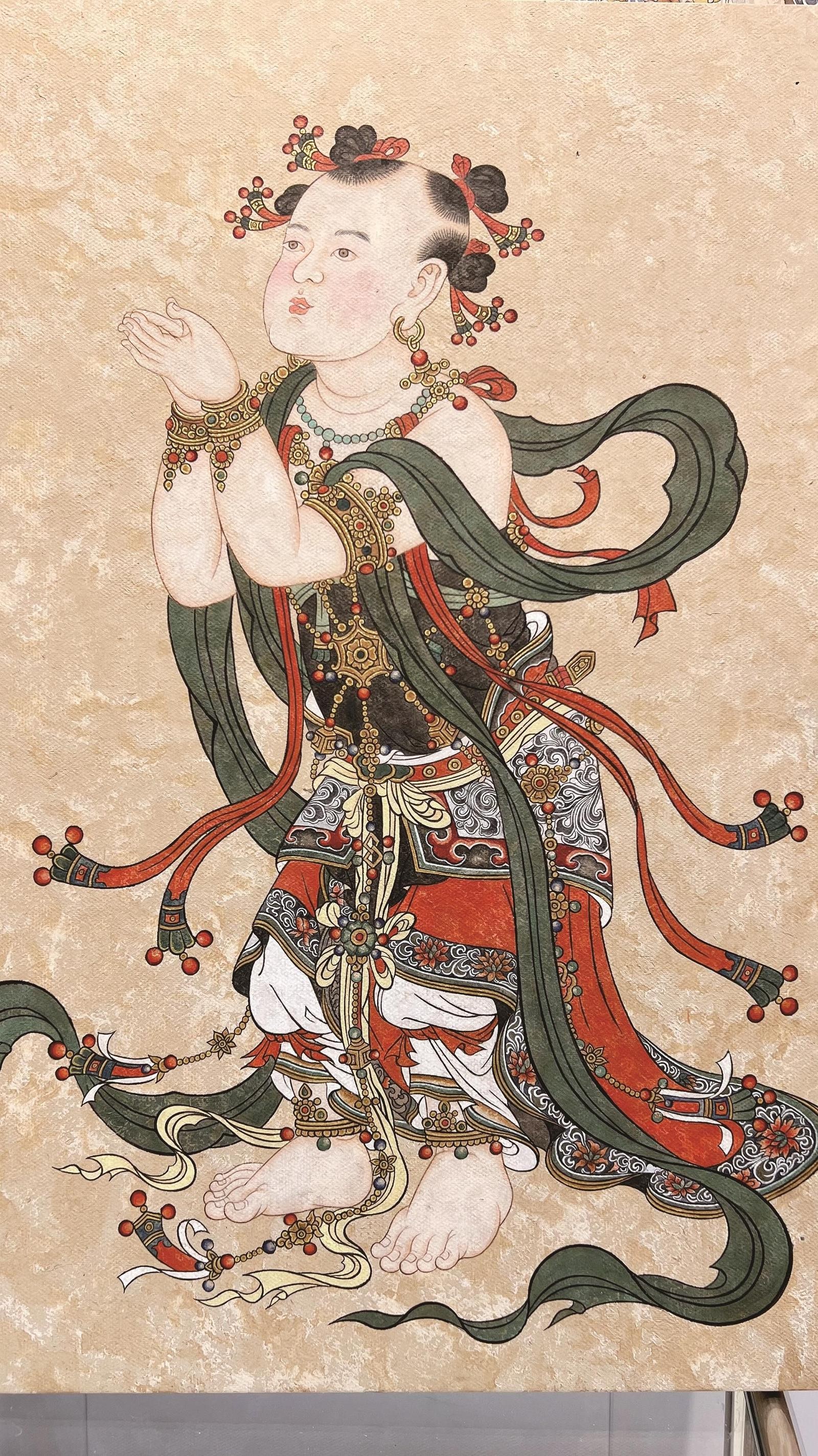 壁画作品《善财童子》。